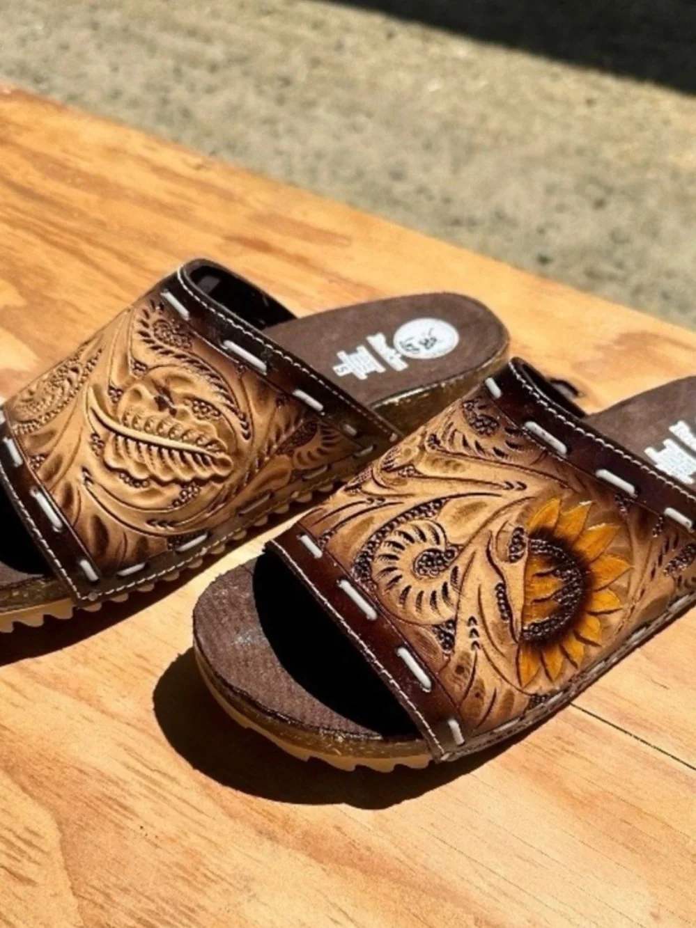 Rock’em Handcrafted Brown Leather Women’s Leather Slide